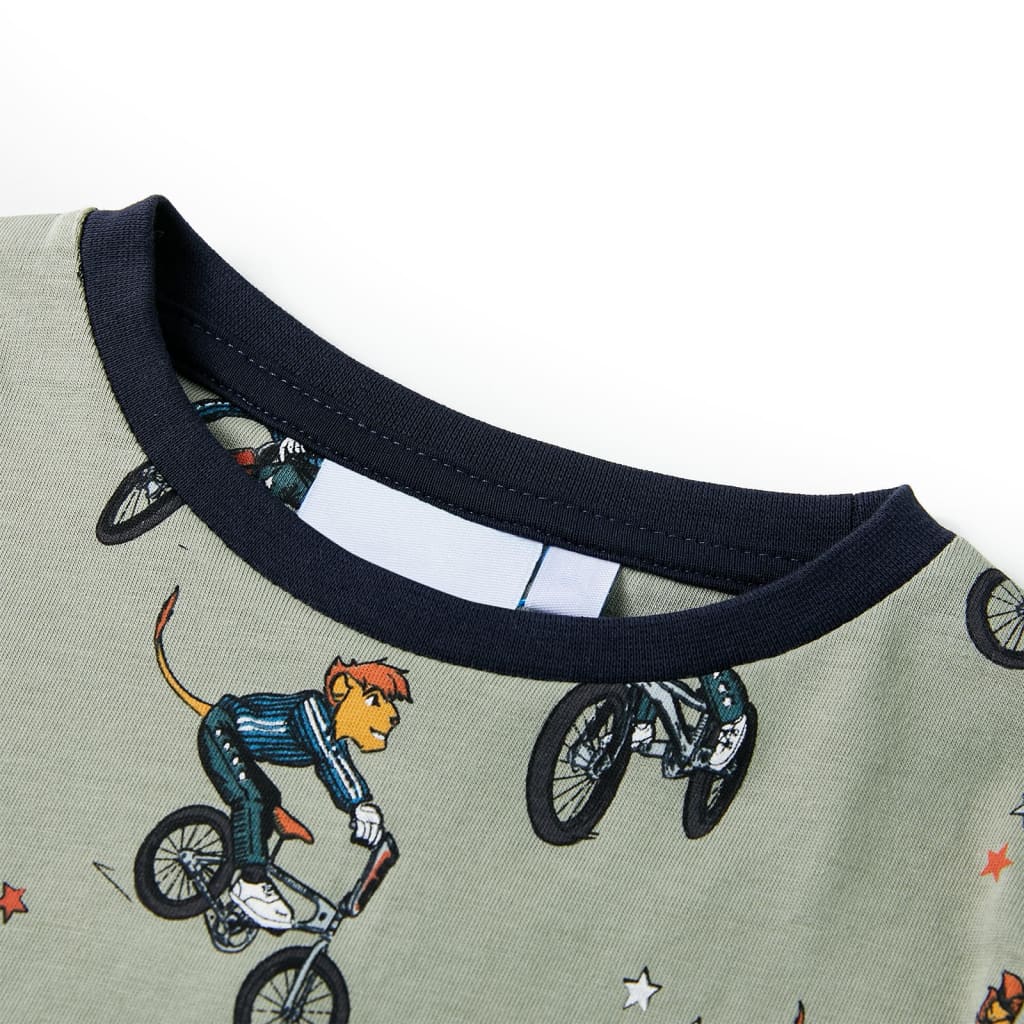 vidaXL Barnpyjamas med korta ärmar ljus khaki 116