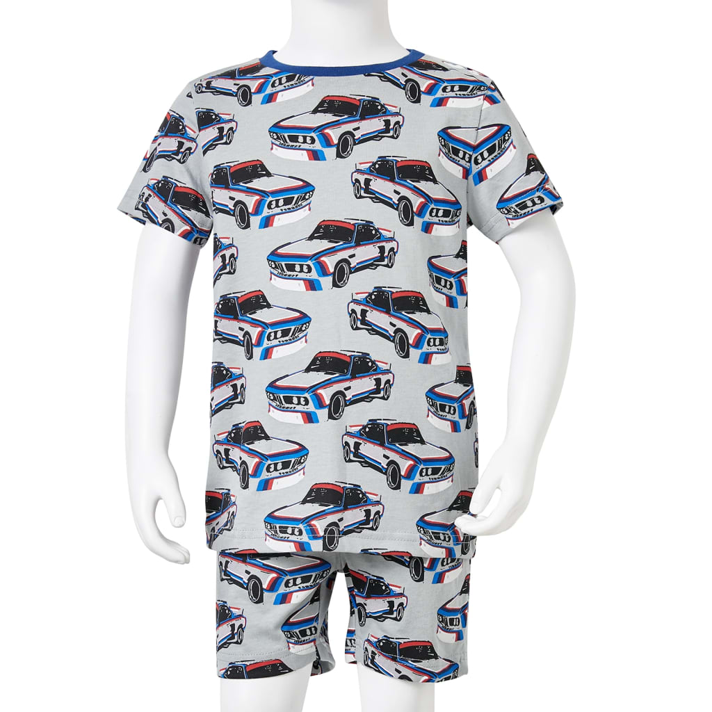 vidaXL Barnpyjamas med korta ärmar för barn grå 104