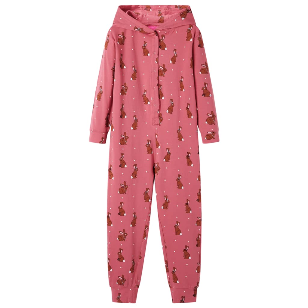 vidaXL Pyjamas med huva för barn gammalrosa 92