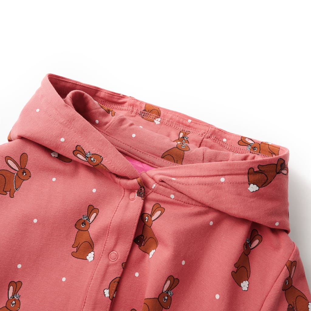 vidaXL Pyjamas med huva för barn gammalrosa 92