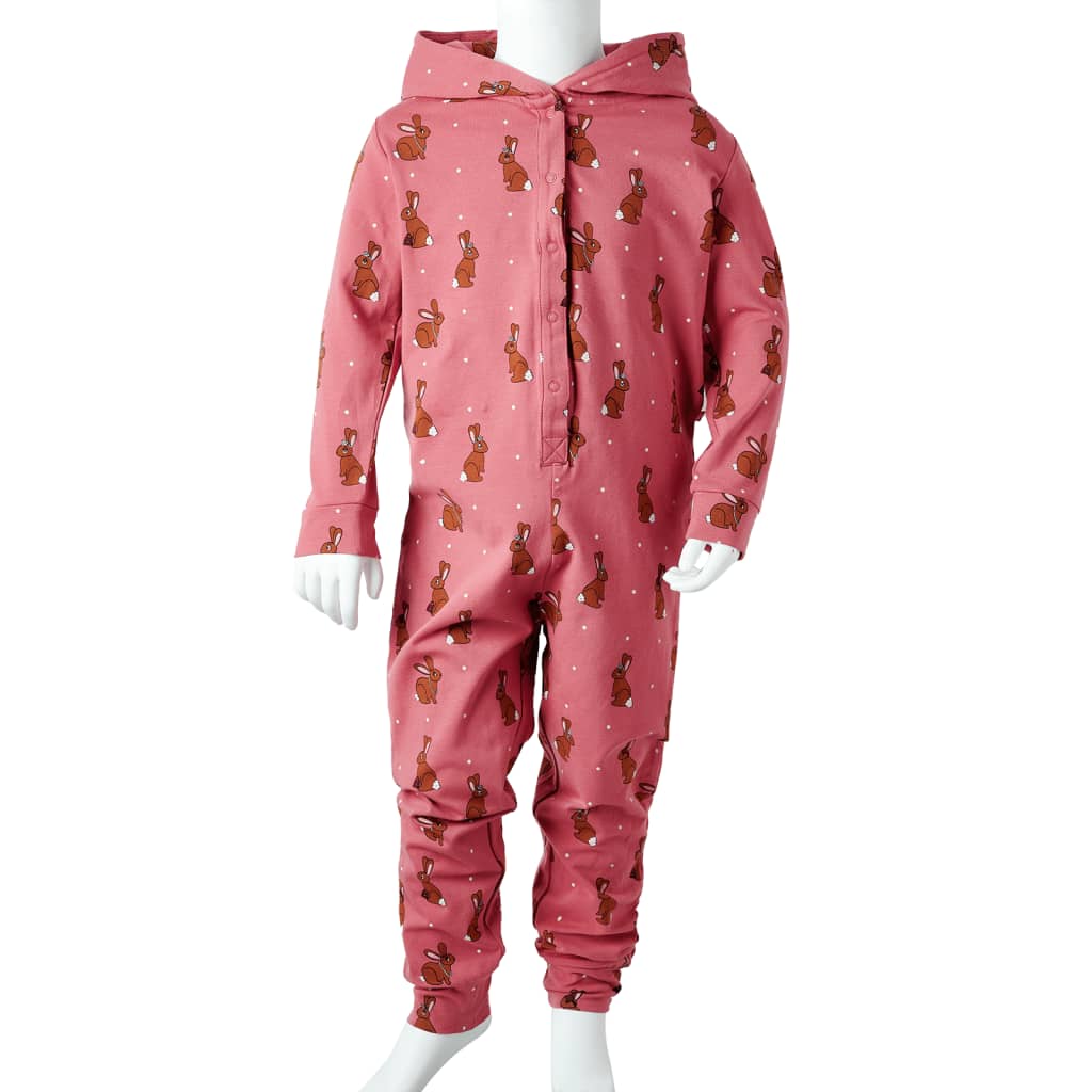 vidaXL Pyjamas med huva för barn gammalrosa 92