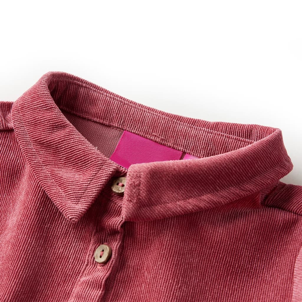 vidaXL Klänning med långa ärmar för barn corduroy gammelrosa 92