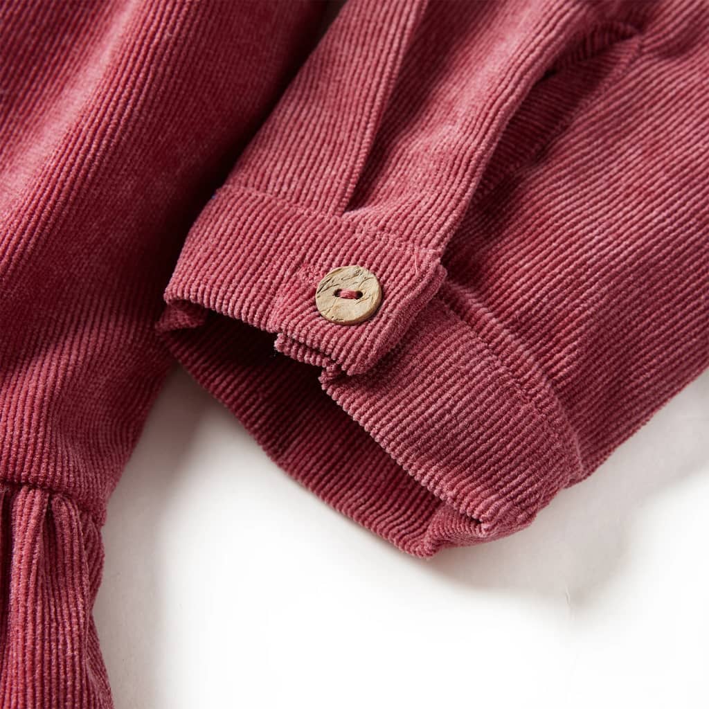 vidaXL Klänning med långa ärmar för barn corduroy gammelrosa 92