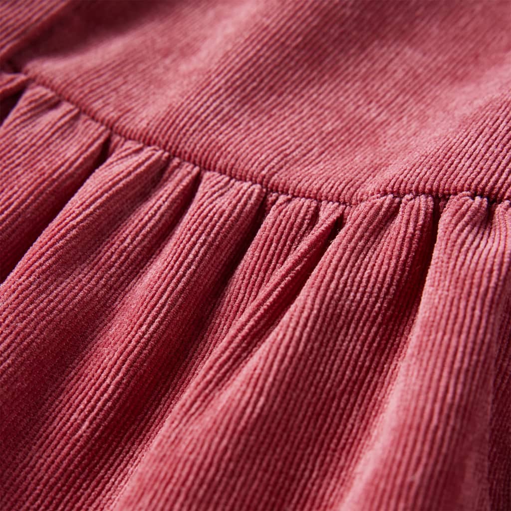 vidaXL Klänning med långa ärmar för barn corduroy gammelrosa 92