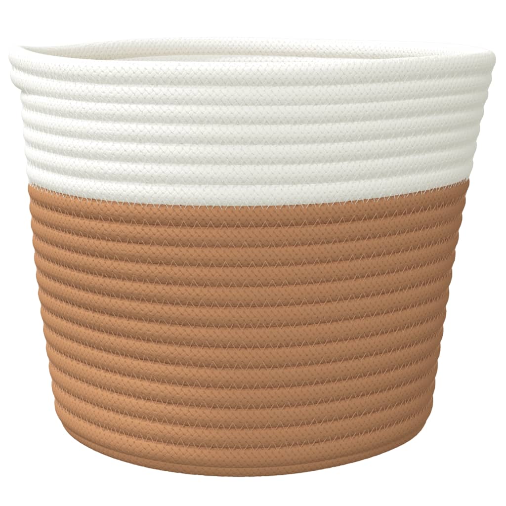 vidaXL Förvaringskorgar 2 st brun och vit Ø24x18 cm bomull