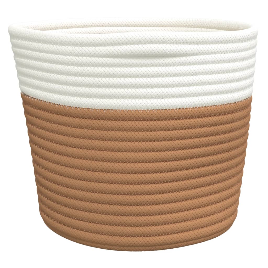 vidaXL Förvaringskorgar 2 st brun och vit Ø24x18 cm bomull