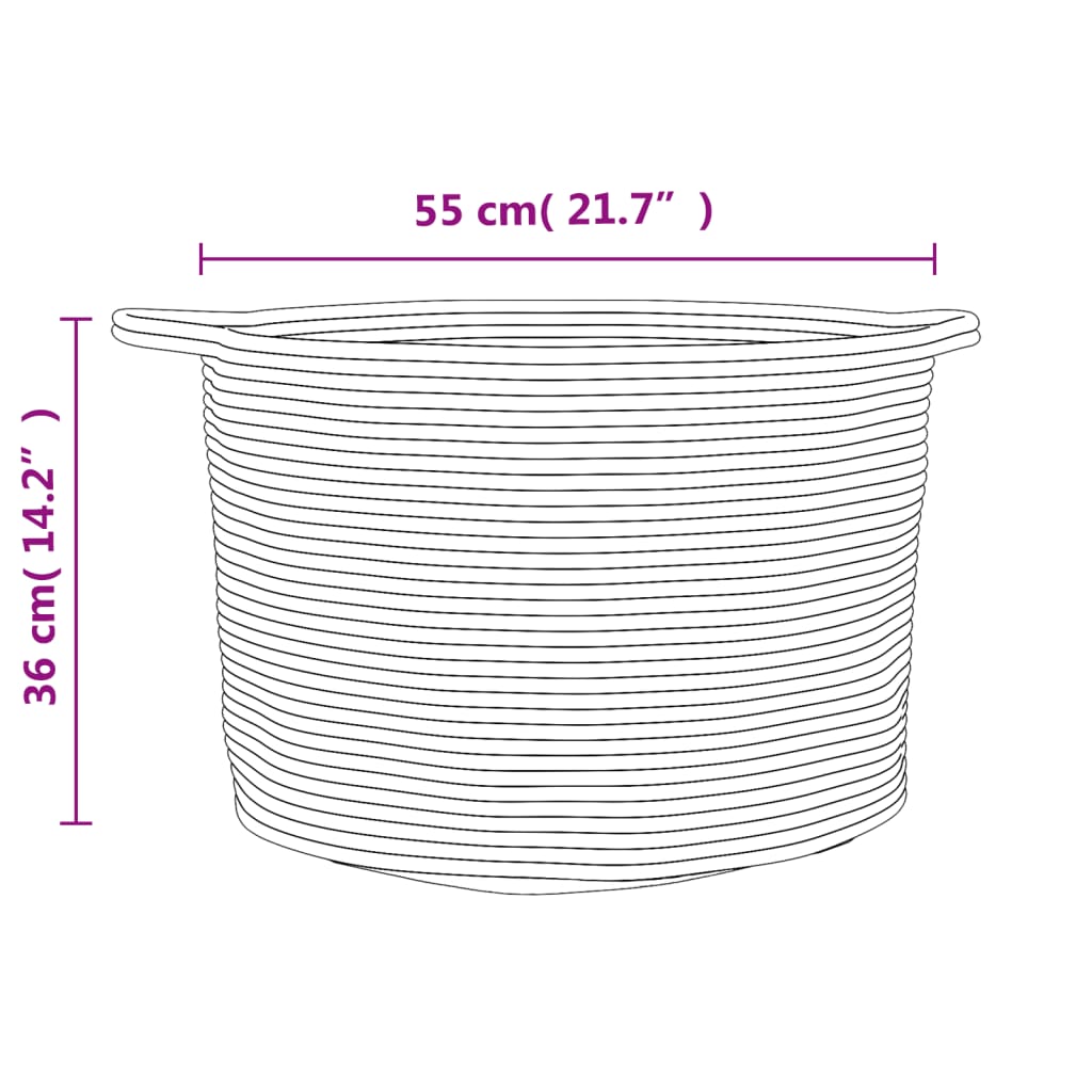 vidaXL Tvättkorg beige och vit Ø55x36 cm bomull