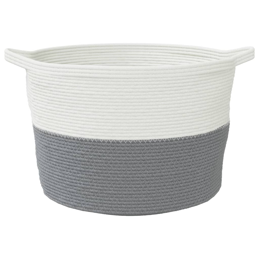 vidaXL Tvättkorg grå och vit Ø60x36 cm bomull