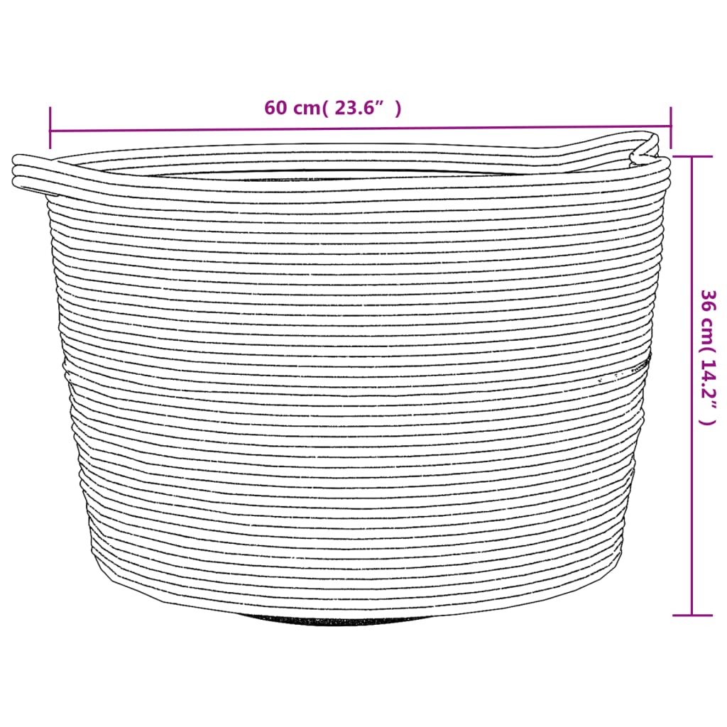 vidaXL Tvättkorg grå och vit Ø60x36 cm bomull
