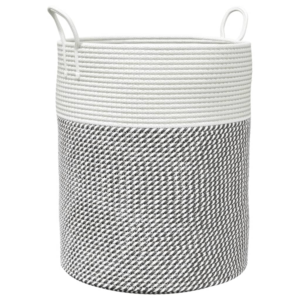 vidaXL Förvaringskorg grå och vit Ø38x46 cm bomull