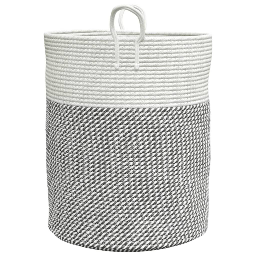 vidaXL Förvaringskorg grå och vit Ø38x46 cm bomull