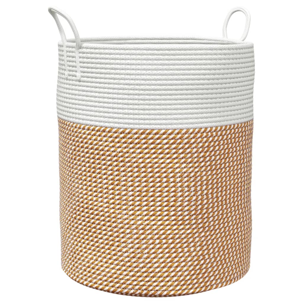 vidaXL Förvaringskorg brun och vit Ø38x46 cm bomull