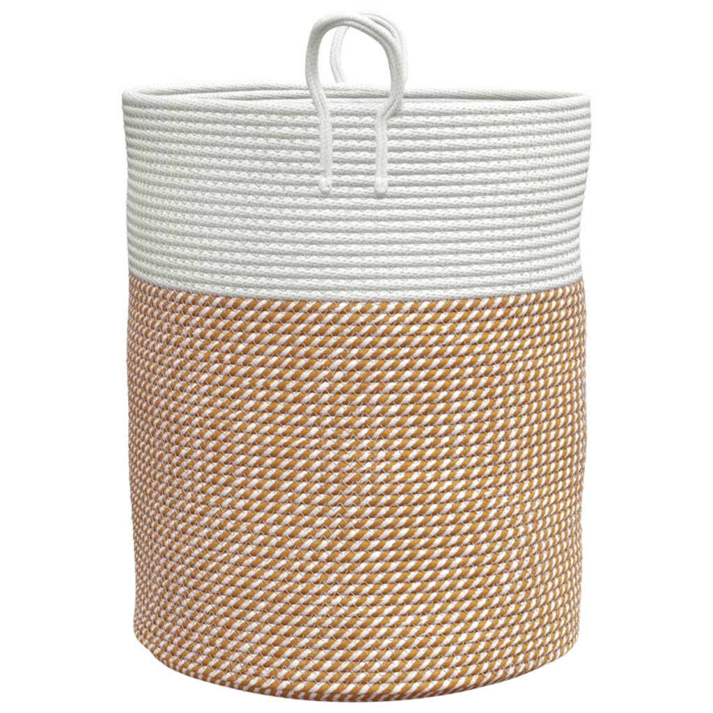 vidaXL Förvaringskorg brun och vit Ø38x46 cm bomull