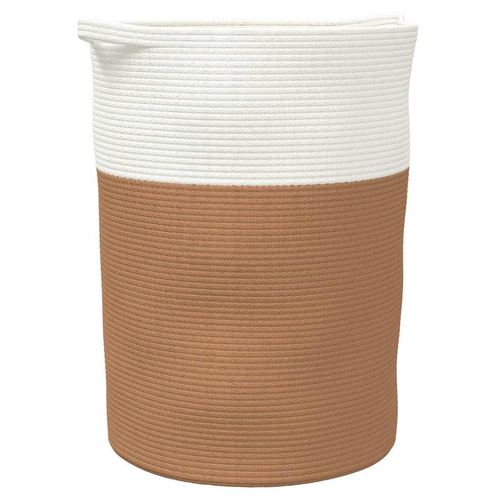 vidaXL Förvaringskorg brun och vit Ø49x65 cm bomull