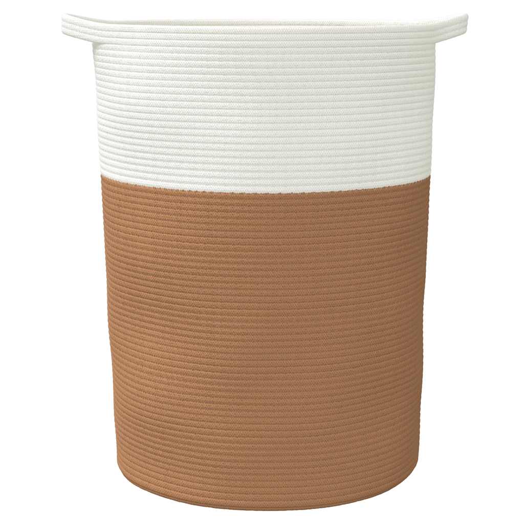 vidaXL Förvaringskorg brun och vit Ø49x65 cm bomull