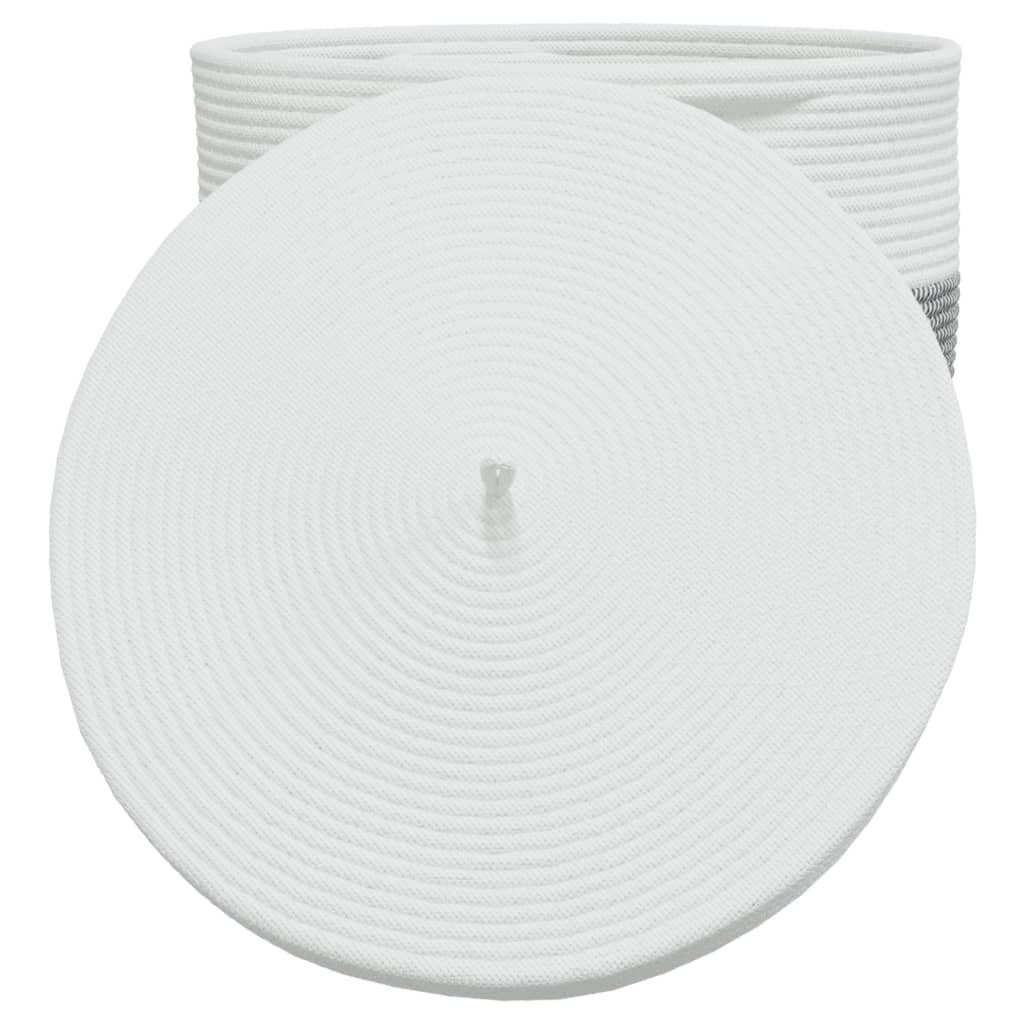 vidaXL Förvaringskorg med lock vit och svart Ø40x35 cm bomull