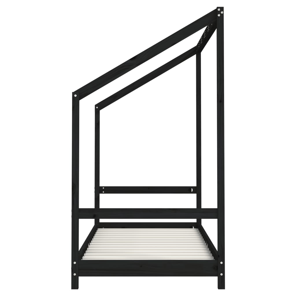 vidaXL Sängram för barnsäng svart 2x(80x200) cm massiv furu