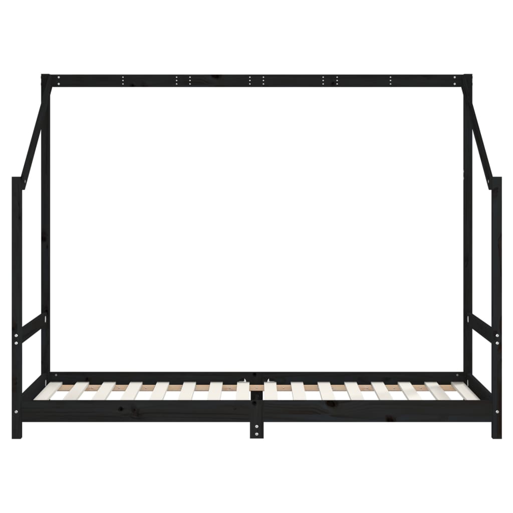 vidaXL Sängram för barnsäng svart 2x(80x200) cm massiv furu