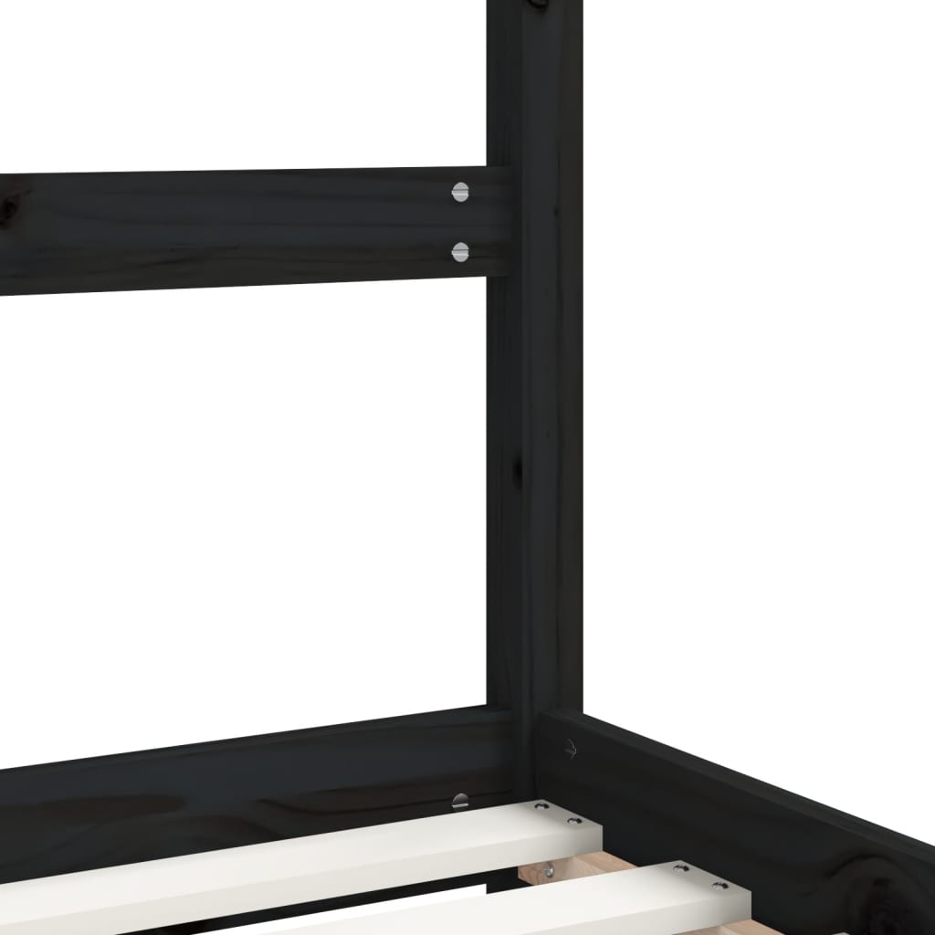 vidaXL Sängram för barnsäng svart 2x(80x200) cm massiv furu