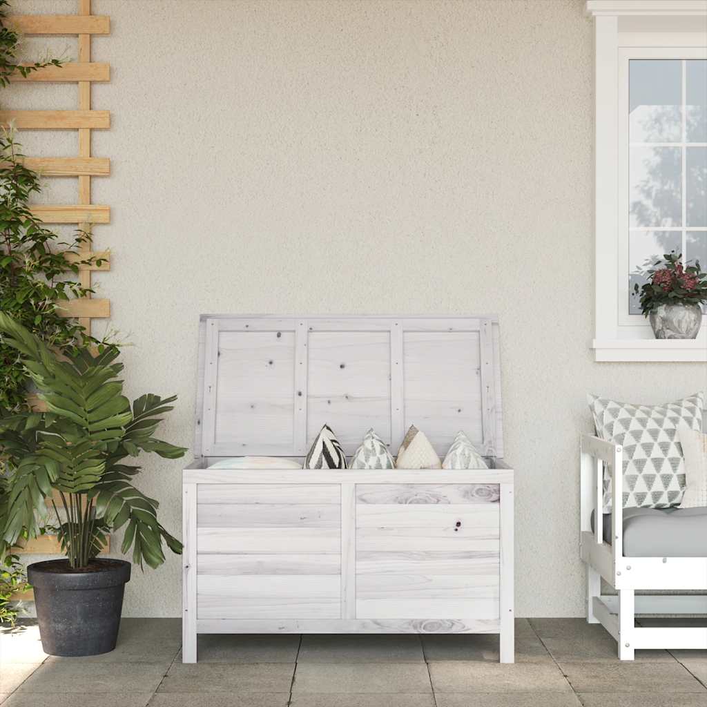 vidaXL Dynbox vit 99x49,5x58,5 cm massivt granträ