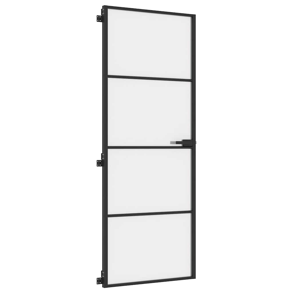 vidaXL Innerdörr svart 76x201,5 cm härdat glas och aluminium slim