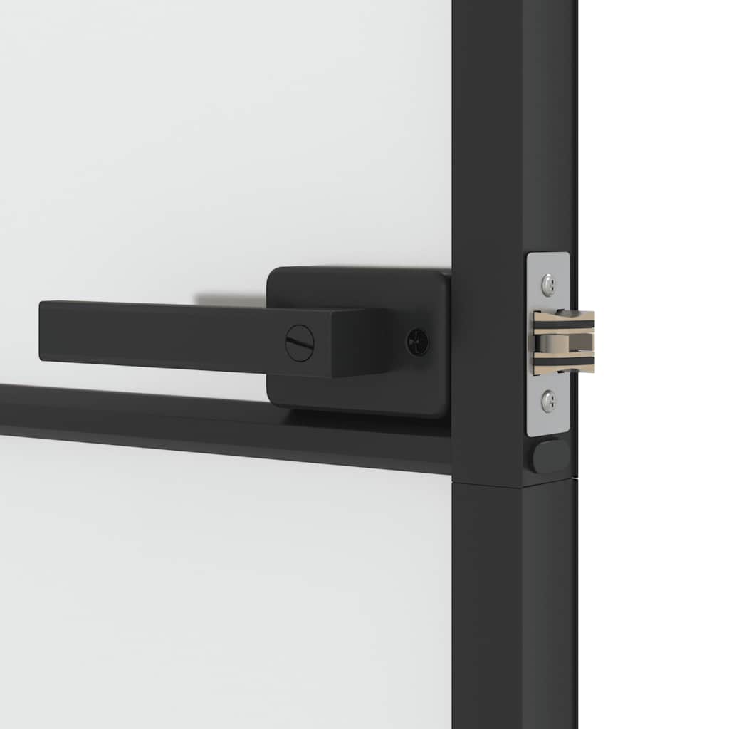 vidaXL Innerdörr svart 76x201,5 cm härdat glas och aluminium slim