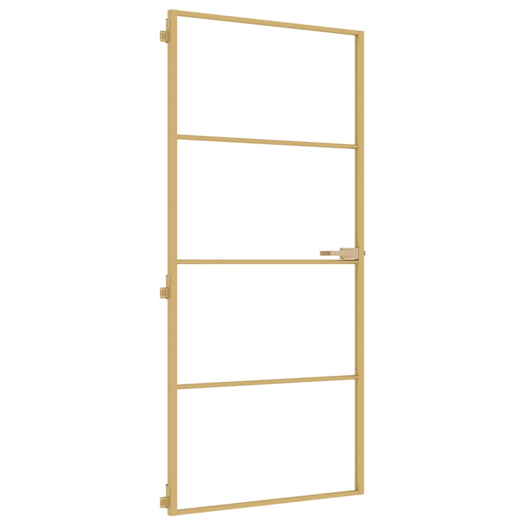 vidaXL Innerdörr guld 93x201,5 cm härdat glas och aluminium slim