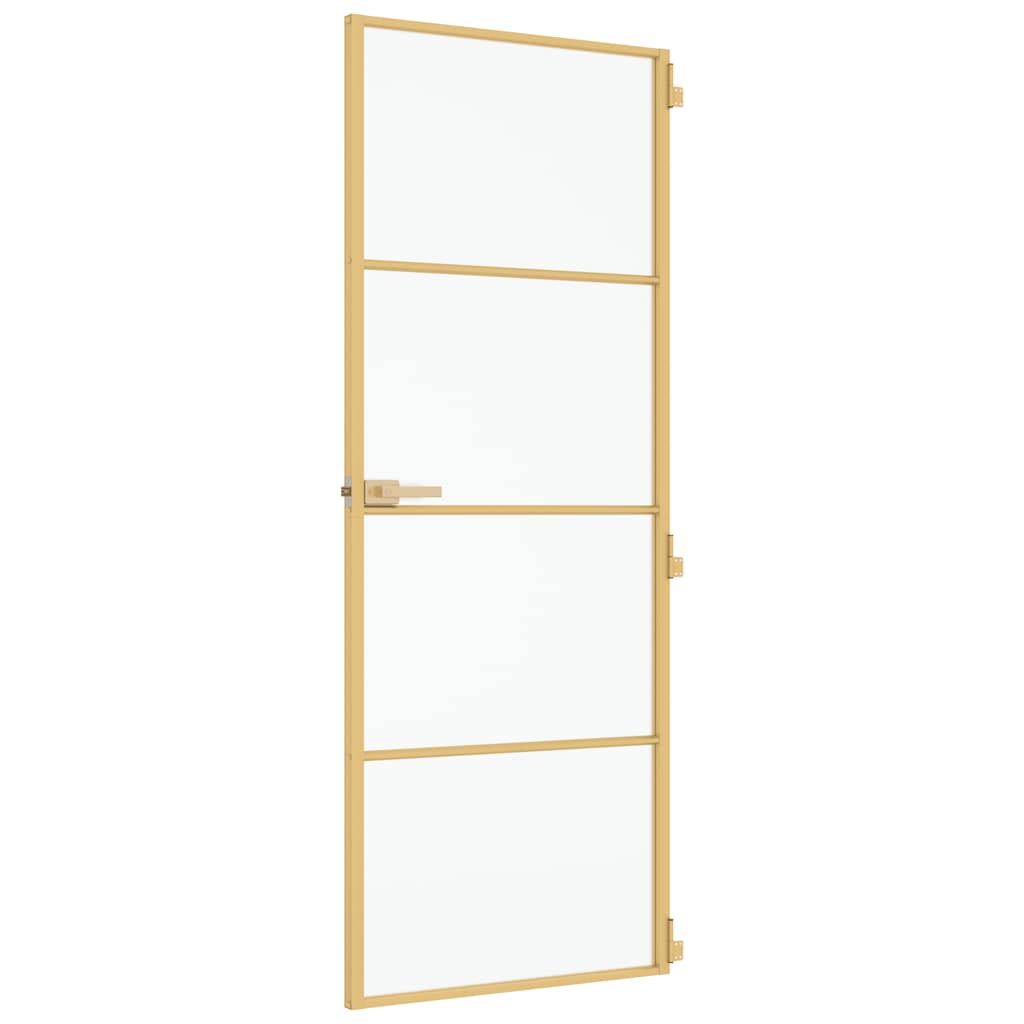vidaXL Innerdörr guld 76x201,5 cm härdat glas och aluminium slim