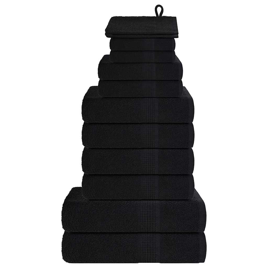 vidaXL 12-delat handduksset FROGN svart 360 gsm