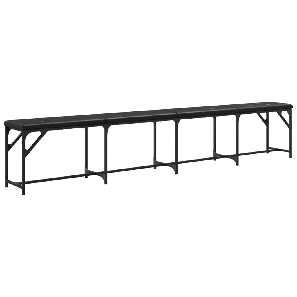 vidaXL Matsalsbänk svart 248x32x45 cm stål och konstläder