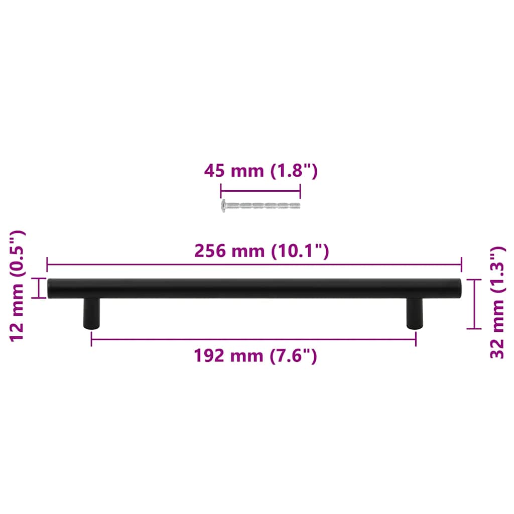 vidaXL Skåphandtag 5 st svart 192 mm rostfritt stål