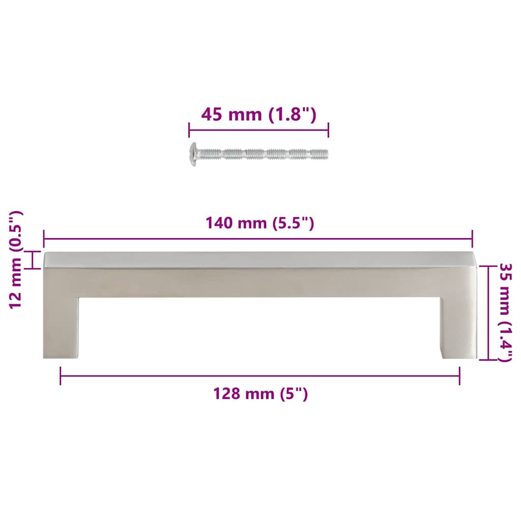 vidaXL Skåphandtag 10 st silver 128 mm rostfritt stål