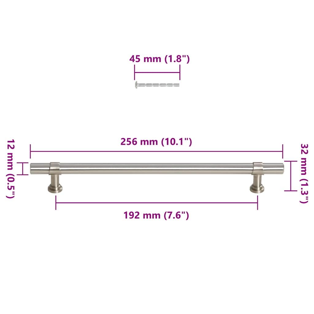 vidaXL Skåphandtag 5 st silver 192 mm rostfritt stål