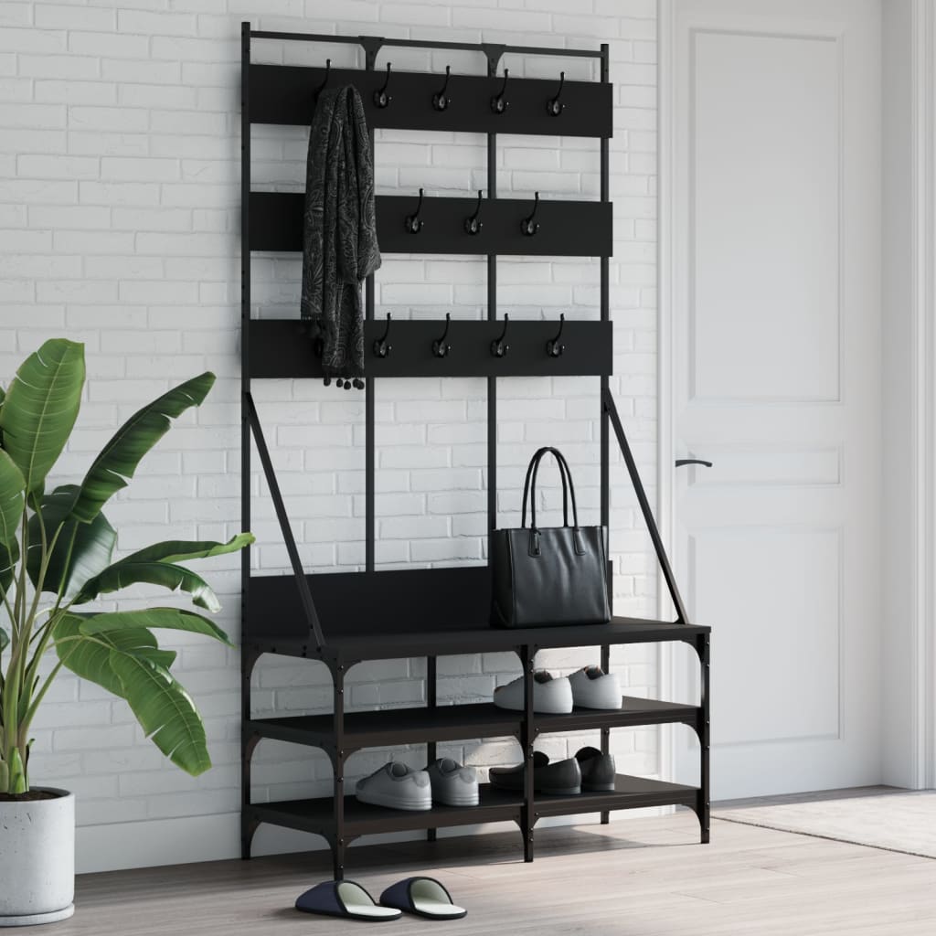 vidaXL Klädställning med skoförvaring svart 100x40x184 cm