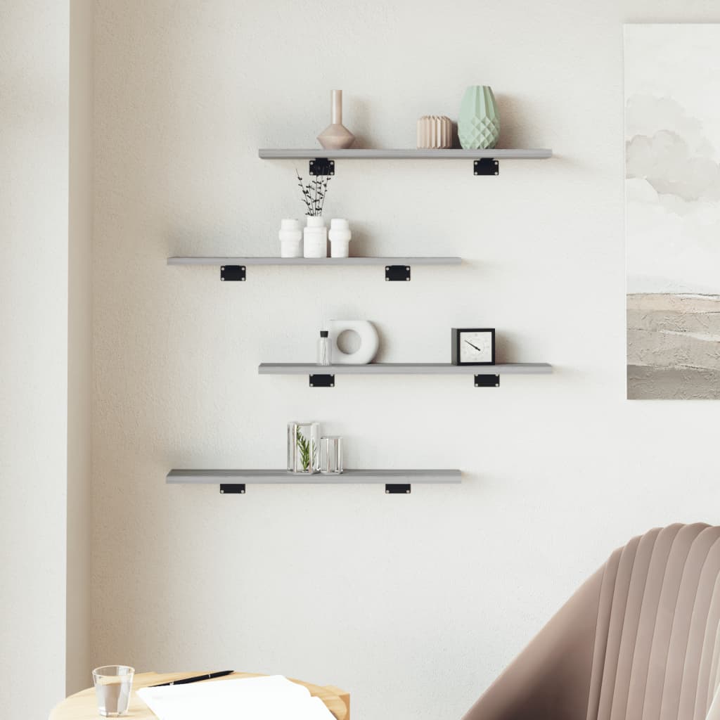 vidaXL Vägghyllor 4 st grå sonoma 60x10x1,5 cm konstruerat trä
