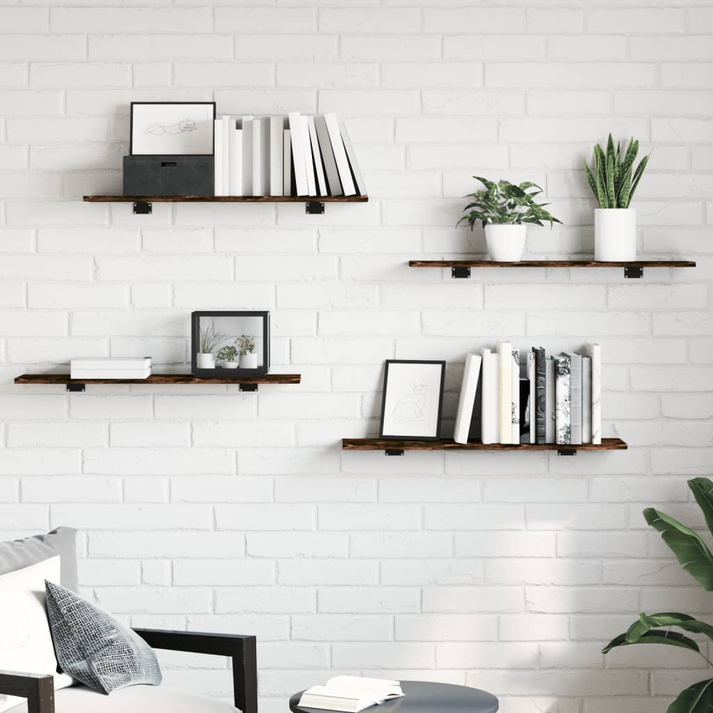 vidaXL Vägghyllor 4 st rökfärgad ek 80x20x1,5 cm konstruerat trä