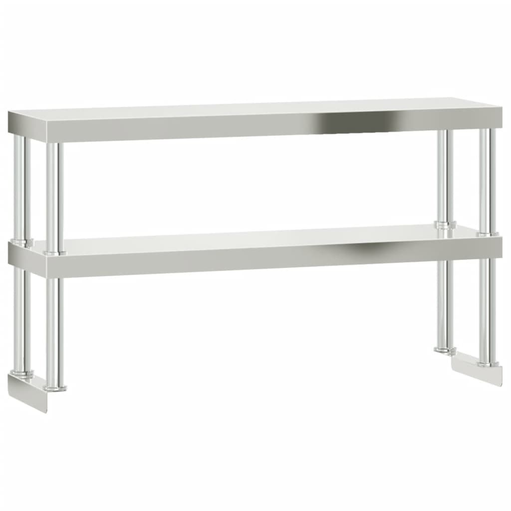 vidaXL Arbetsbord med överhylla 110x55x150 cm rostfritt stål