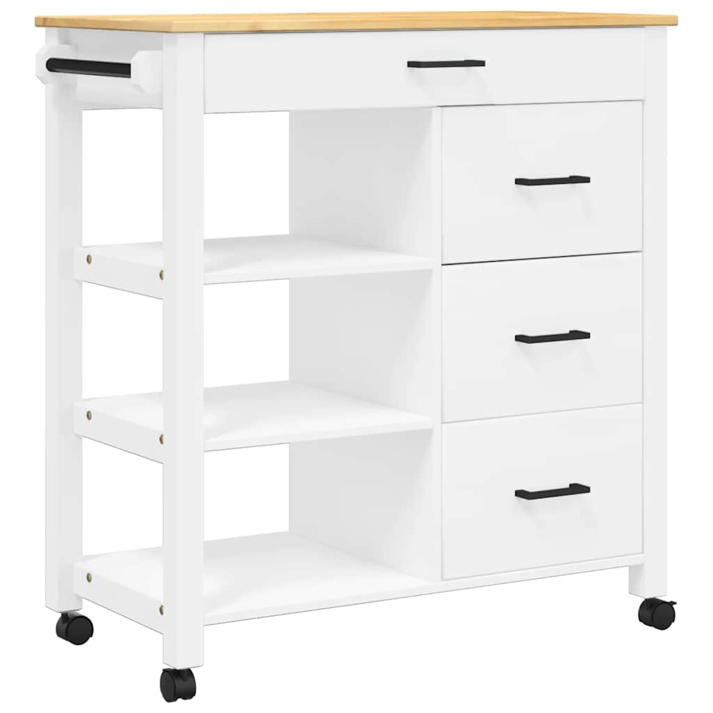 vidaXL Köksvagn MONZA 84x40x88,5 cm vit massivt furu
