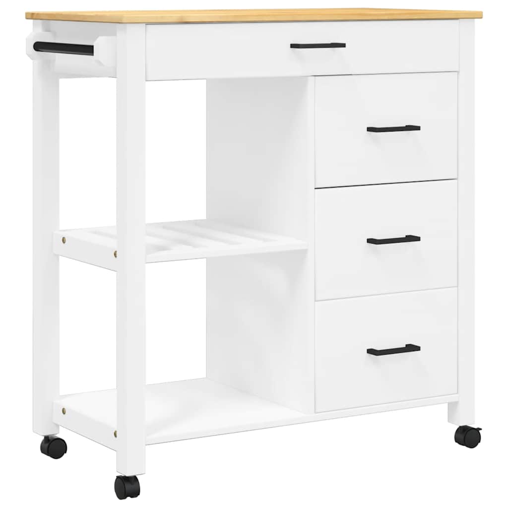 vidaXL Köksvagn MONZA 84x40x88,5 cm vit massivt furu