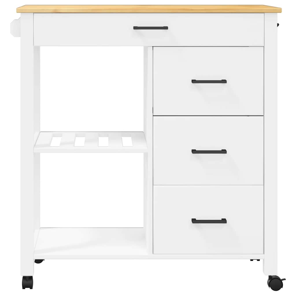 vidaXL Köksvagn MONZA 84x40x88,5 cm vit massivt furu