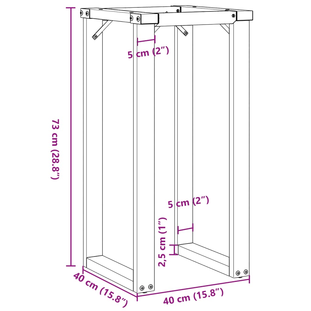 vidaXL Bordsben för matbord O-ram 40x40x73 cm stål