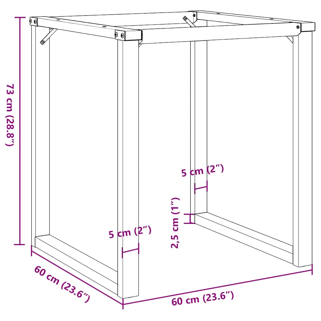 vidaXL Bordsben för matbord O-ram 60x60x73 cm stål