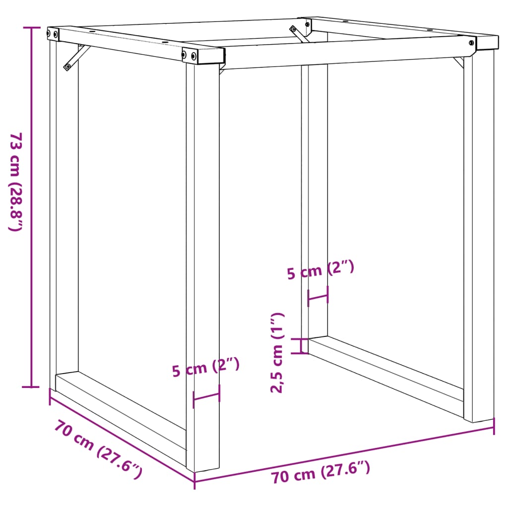 vidaXL Bordsben för matbord O-ram 70x70x73 cm stål