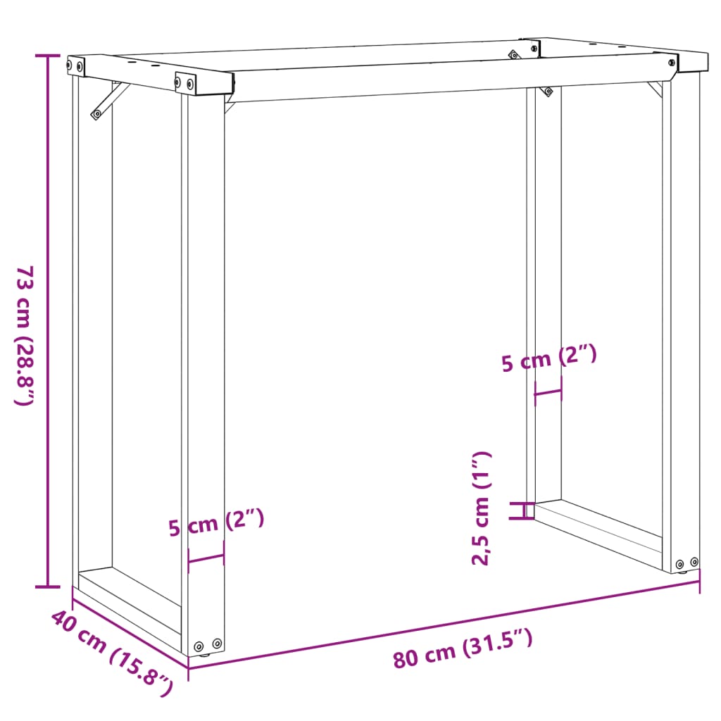 vidaXL Bordsben för matbord O-ram 80x40x73 cm stål