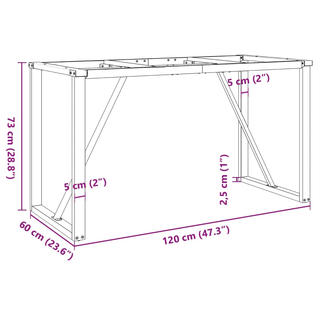 vidaXL Bordsben för matbord O-ram 120x60x73 cm stål