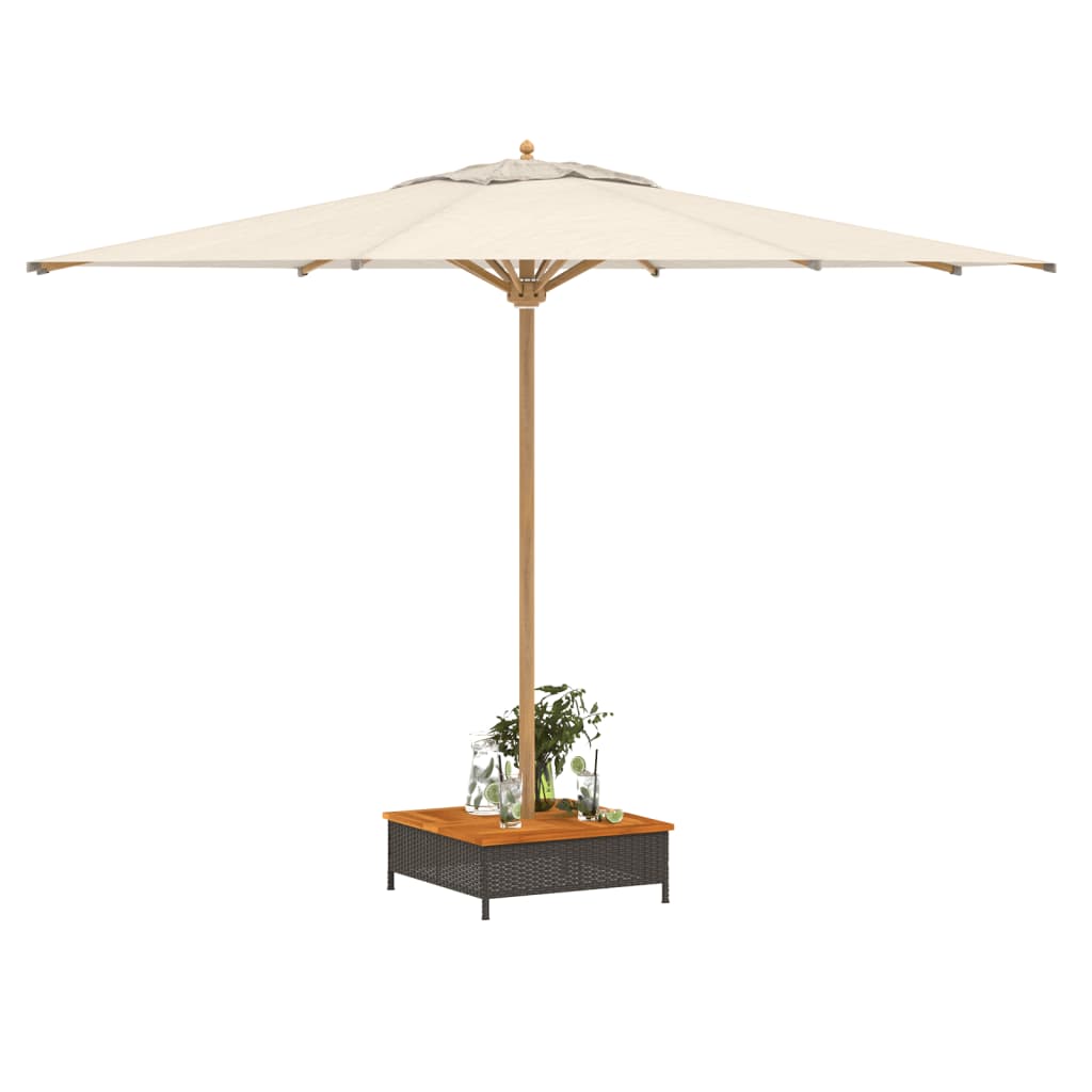 vidaXL Skydd för parasollfot svart 70x70x25cm konstrottning och akacia