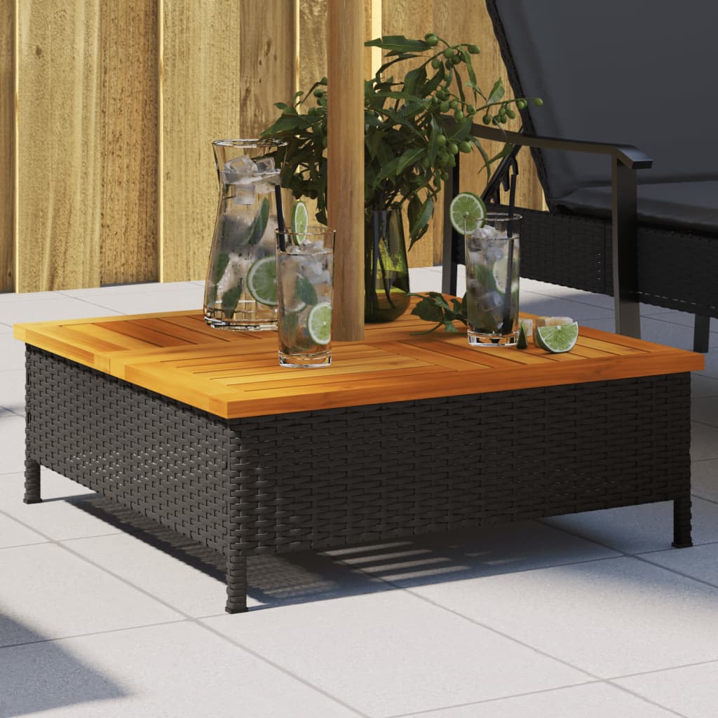 vidaXL Skydd för parasollfot svart 70x70x25cm konstrottning och akacia