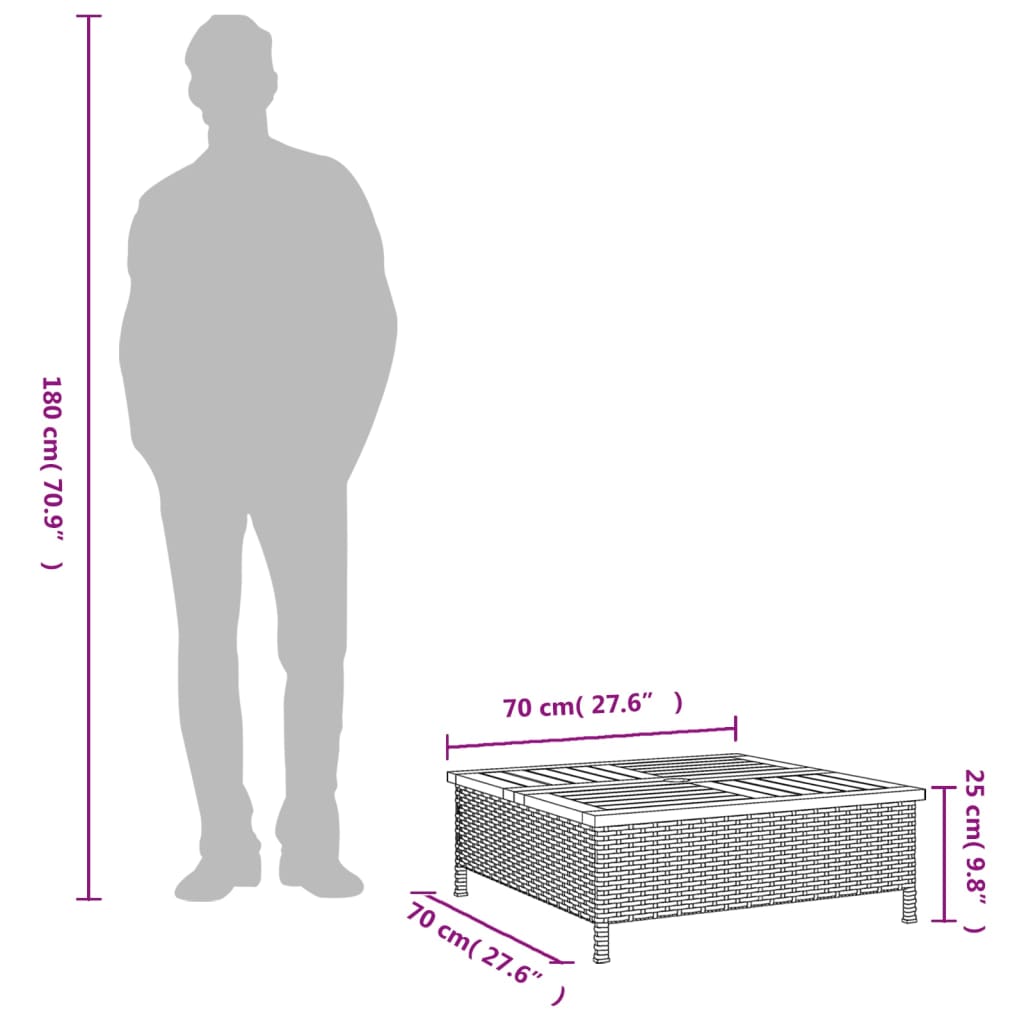 vidaXL Skydd för parasollfot 70x70x25 cm konstrottning och akacia