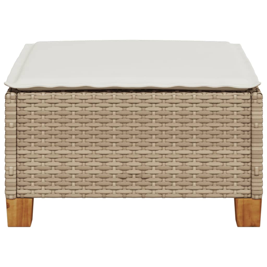 vidaXL Trädgårdspall med dyna beige 63,5x56x32 cm konstrotting