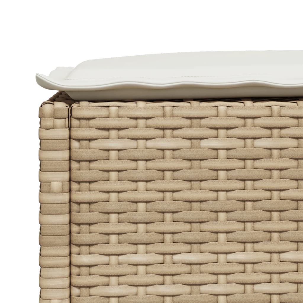 vidaXL Trädgårdspall med dyna beige 63,5x56x32 cm konstrotting